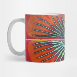 1970s flower power hippy red tile Mug